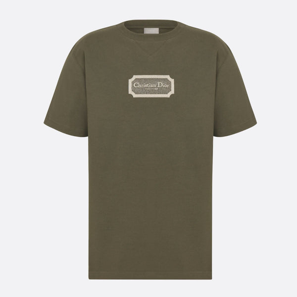 RELAXED FIT KHAKI T-SHIRT WITH EMBROIDERY