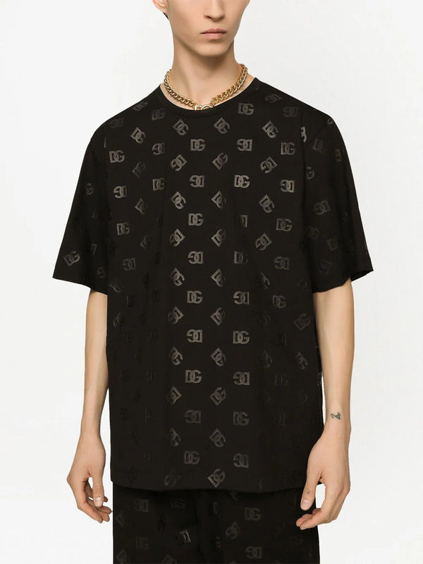 Black Cotton Logo-monogram print T-shirt - Exclusive Wear