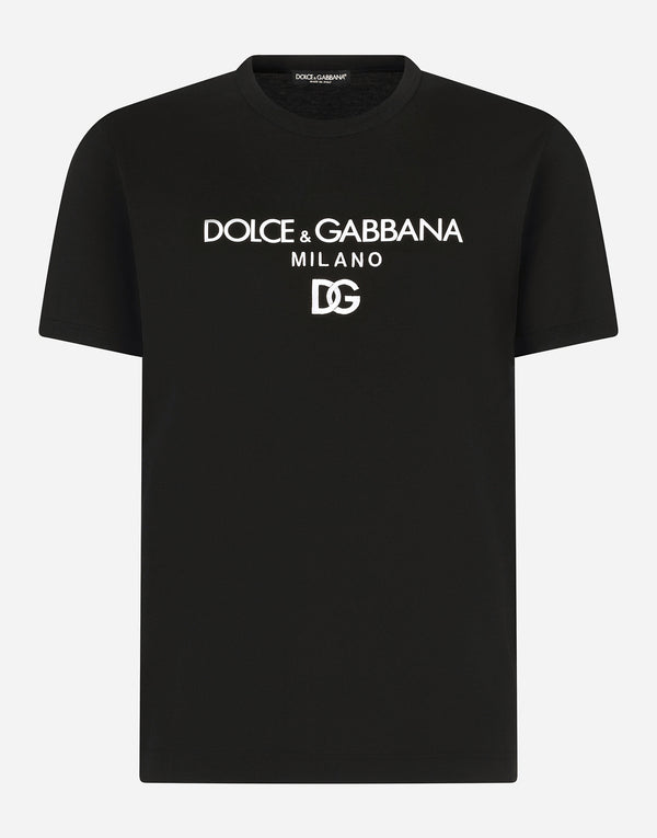 Black Cotton T-shirt with DG embroidery and patch - Exclusive Wear