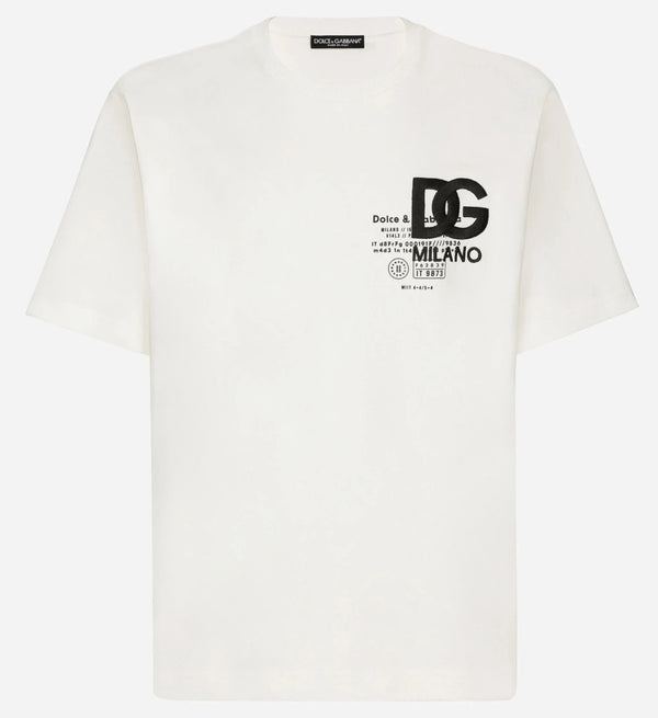 Logo Embroidery and Print White T-shirt