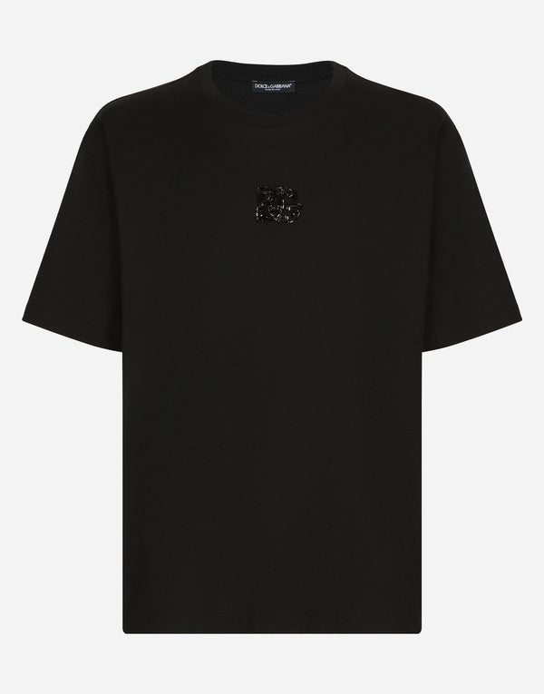 Rhinestones-detailed DG Patch Black T-shirt