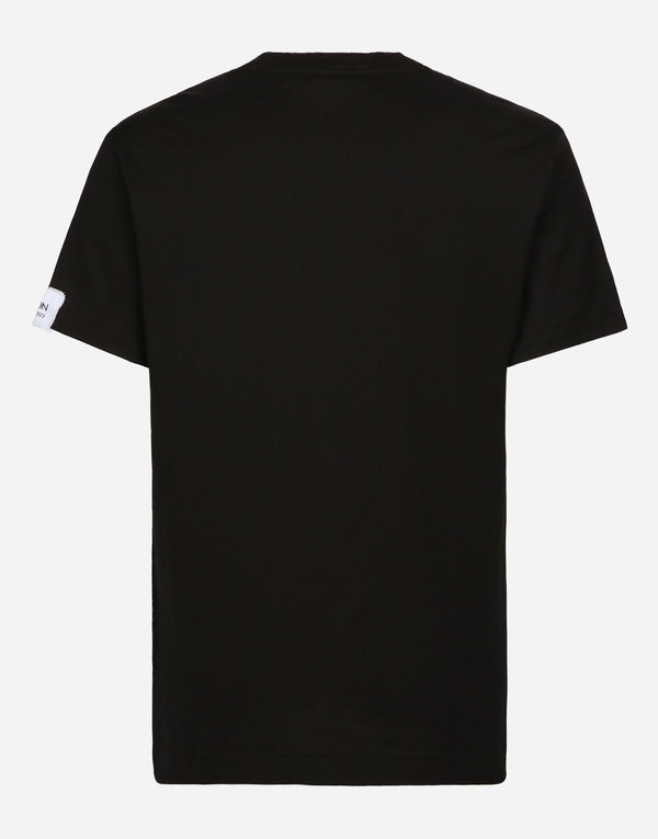 Cotton round-neck T-shirt with patch - Exclusive Wear