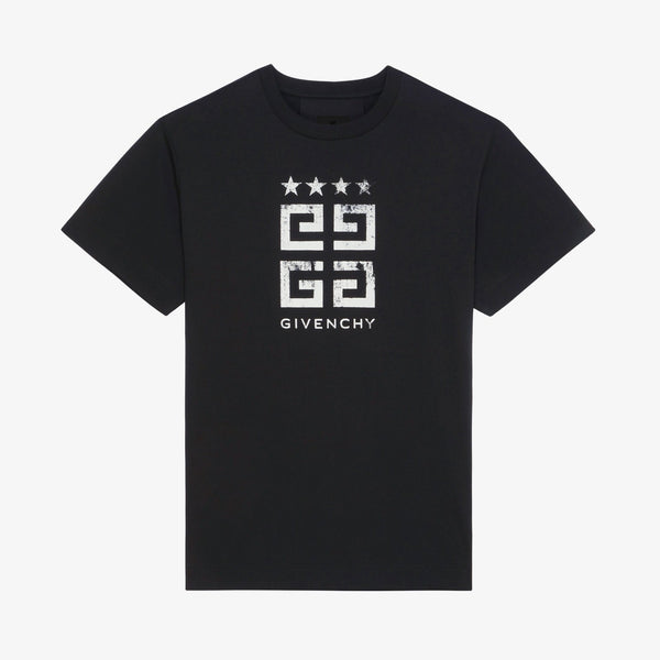 4G Stars Black Cotton T-shirt