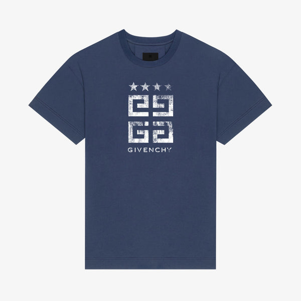4G Stars Deep Blue Cotton T-shirt