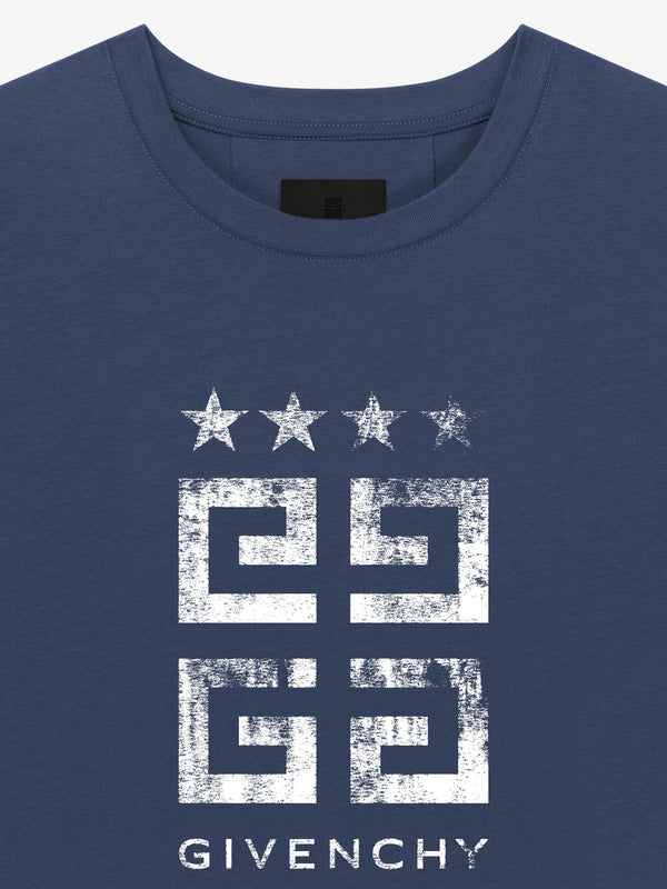 4G Stars Deep Blue Cotton T-shirt