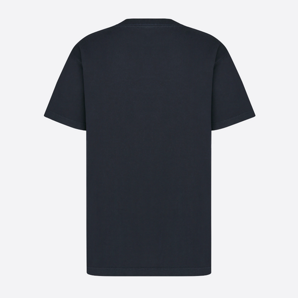 RELAXED FIT NAVY BLUE T-SHIRT WITH EMBROIDERY