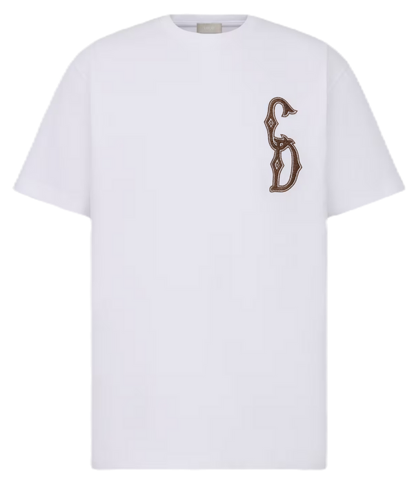 CD INTERLACED RELAXED FIT WHITE T-SHIRT