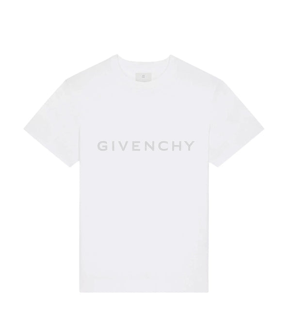 Reflective Logo Print Slim Fit White T-shirt