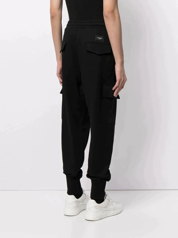 DG Black Drawstring Cotton Track Pants - Exclusive Wear