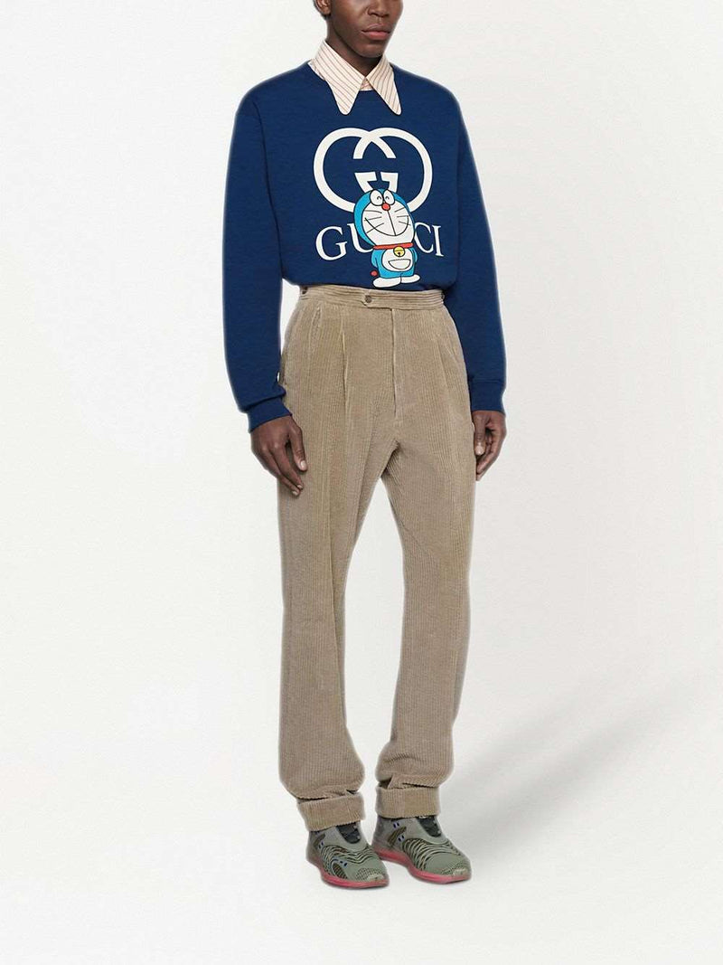 GUC x Doraemon logo print blue Sweatshirt - Styledistrict
