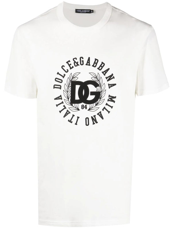DG logo-print White Cotton T-shirt - Styledistrict