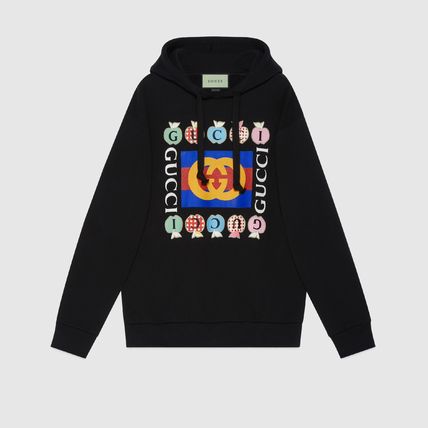 GUC apple-print hoodie Black Hoodie - Styledistrict