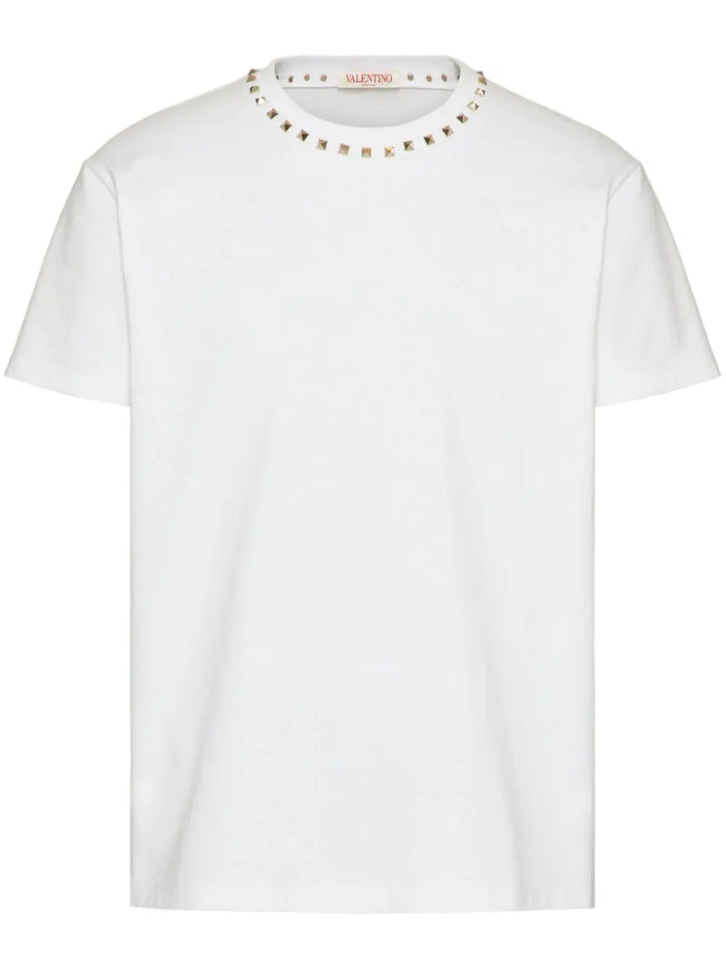 Untitled Stud embellished White Cotton T shirt Exclusive Wear